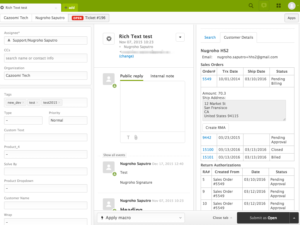 NetSuite App Integration with Zendesk Support